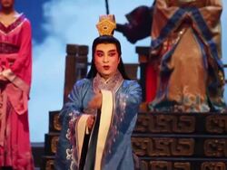 MS  TS Artists performing local Chinese traditional qinqiang opera on stage AUDIO / xi'an, shaanxi, china Stock Footage