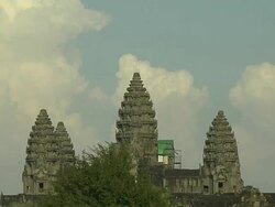 Pull Back Shot Angkor Wat Siem Reap Cambodia Stock Footage