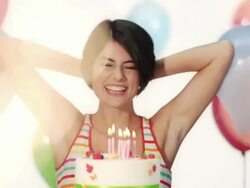 Happy woman on her birthday Stock Footage