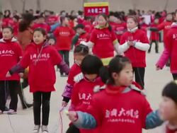 MS School children playing skipping rope / xi'an, shaanxi, china Stock Footage