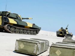 tanks in position Stock Footage