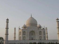 WS PAN Taj Mahal under Blue Sky / Agra, India Stock Footage
