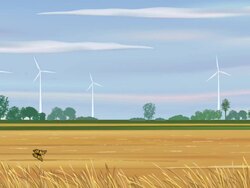 Wind Turbines In a Fall Field Stock Footage