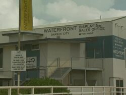 Waterfront Darwin City sales and office building, Australia Stock Footage