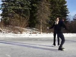Young adult couple skating together. Stock Footage