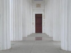 girl is between the columns Stock Footage