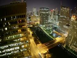 TL HA PAN East Wacker Drive night traffic Stock Footage