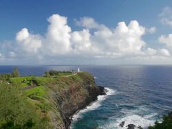 WS PAN View of Kilauea Lighthouse on sunny day / Kilauea, Kauai, Kauai, Hawaii, United States Stock Footage