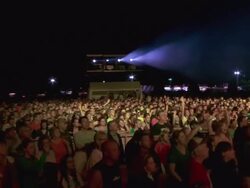 WS ZO CS Crowd at night rock concert / Oshkosh, WI, USA Stock Footage