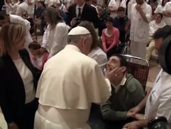 EVENT CAPSULE CELAN - Pope Francis at Serafico Institute of Assisi for disabled people at Pope Francis Visits Assisi on October 04, 2013 in Assisi, Italy. (Footage by Origlia Video/Getty Images) Stock Footage