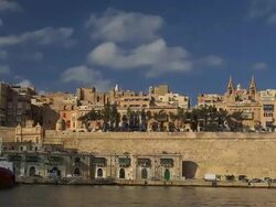 QUARY WHARF AND RED SHIP Stock Footage