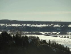 WS PAN View of Quebec Bridge (Pont de QuÃƒÂ©bec), Quebec City / Quebec, Canada Stock Footage