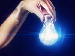 cyber arm holding light Stock Footage