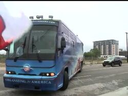Protesters lined the street as advocates for President Barack Obama's health care reform plan rolled into Dallas. News Clip