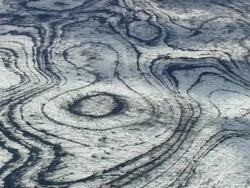 MS AERIAL View of snowy landscape with Grimsvotn Glacier and glacier features / Iceland Stock Footage