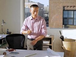 MS TD Architect in office working on plans / New York City, New York, USA Stock Footage