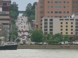 WS Rock Island skyline & Mississippi river / Rock Island, Minnesota, United States Stock Footage