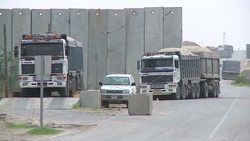 CLEAN : Trucks loaded with building materials and gas arrive in Gaza News Clip