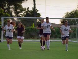 WS TD Women soccer team runing towards during practice / Riverside, California, United States Stock Footage
