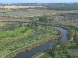 Aerial Jordan River in Upper Galilee, Israel Stock Footage