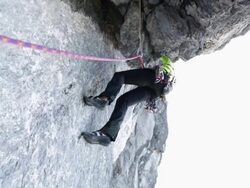 Men rock climbing in the mountains.  - 1920x1080 Stock Footage