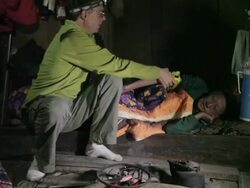 Elderly man receives medical care Stock Footage