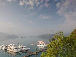 Pier of Sun Moon lake Stock Footage