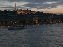Matthias Church and the Fisherman's Bastion at sunset Stock Footage