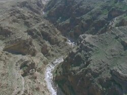 Aerial wadi in Judean Desert, Israel Stock Footage