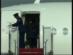 Blair arrives at Andrews airforce base News Clip