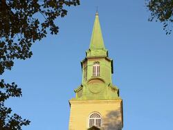 MS Shot of old Cathedral of Holy Trinity church in French Canada / Quebec City, Quebec, Canada Stock Footage