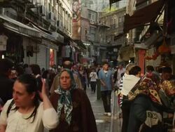 WS Pedestrians walking on busy street / Istanbul,Turkey Stock Footage
