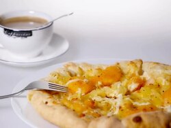 Pizza and coffee Stock Footage