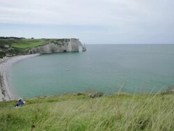 Painter on Etretat Cliff LV - HD Stock Footage