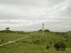Hiddensee lighthouse on the Dornbusch hill Stock Footage