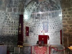 Sevanavank monastery, Sevan lake, interior view of the church Stock Footage