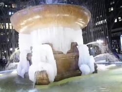 Frozen Water Fountain at Bryant Park Stock Footage