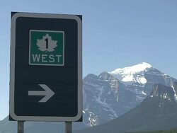 MS Shot of sign board at Mount Temple / Banff Nationalpark, Alberta, Canada Stock Footage