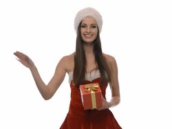 Christmas girl with a present Stock Footage