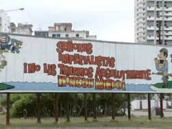 Revolutionary Billboard in Cuba Stock Footage