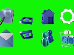 sixteen 3d animated icons Stock Footage