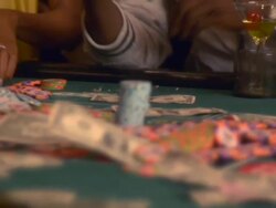 Casino table cash and chips Stock Footage