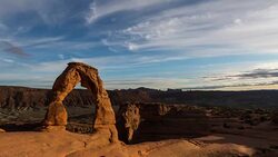 View of Delicate Arch in Arches National Park Stock Footage