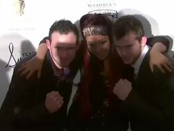 Patrick 'PAJO' Hyland, Nicole 'Snooki' Polizzi and Paul Hyland at Nicole 'Snooki' Polizzi Introduces Team Snooki Boxing, New York, NY, United States, 01/12/2012 Stock Footage