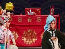 MS PAN Artist performing Qinqiang opera in theater and Qinqiang is representative folk opera of northwest china AUDIO / xi'an, shaanxi, china Stock Footage