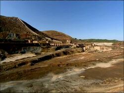 Open cast mine for iron & copper, Rio Tinto, Huelva, Andalusia, Spain Stock Footage