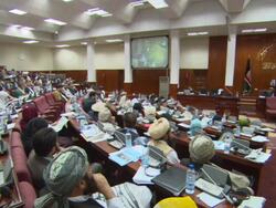 WS People in Afghan Parliament session AUDIO / Kabul, Kabul Province, Afghanistan Stock Footage