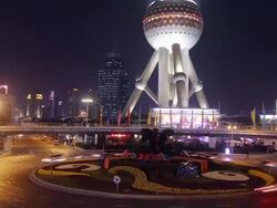 Time Lapse - Futuristic Cityscape of Shanghai (Zoom Out) Stock Footage