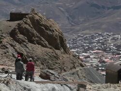 WS View of people working at Potosi mine / Potosi, Bolivia Stock Footage