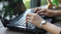 Women's hands typing on keyboard  computer Stock Footage